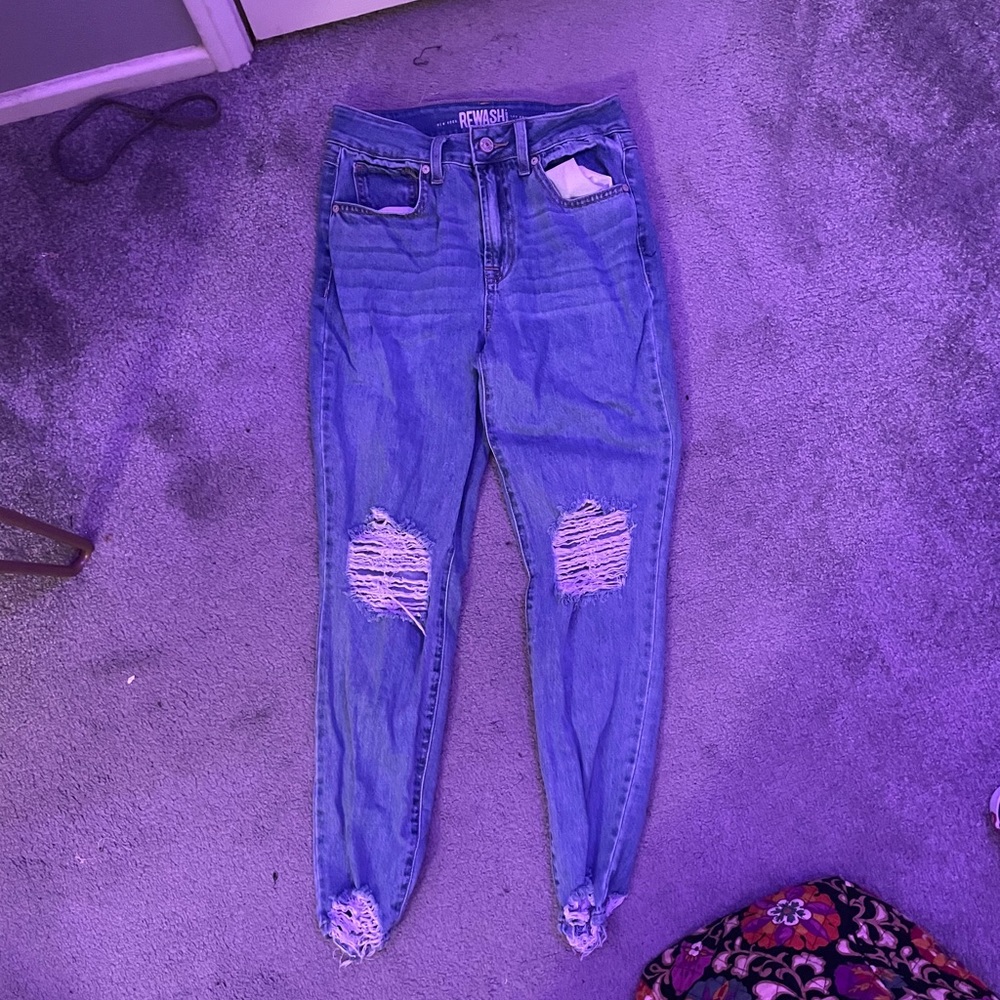 light washed distressed jeans